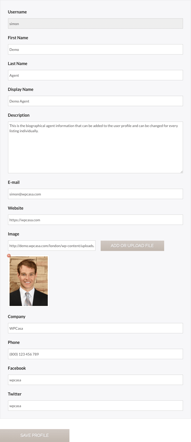 wpcasa-london-dashboard-profile